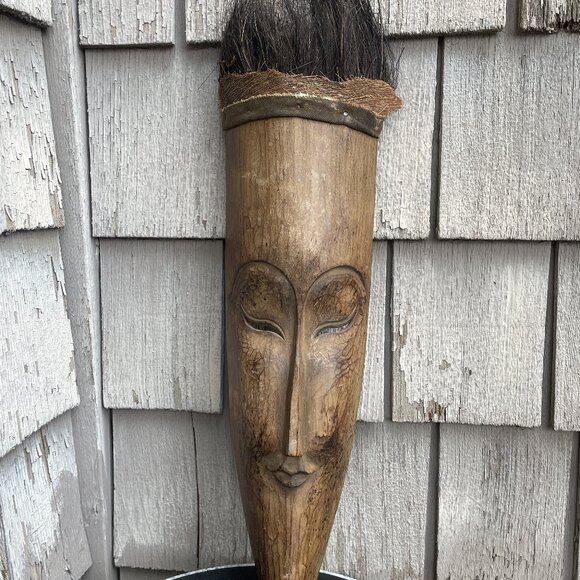 Tribal Hand Carved Indonesian Wooden Mask 24" - Picture 1 of 7